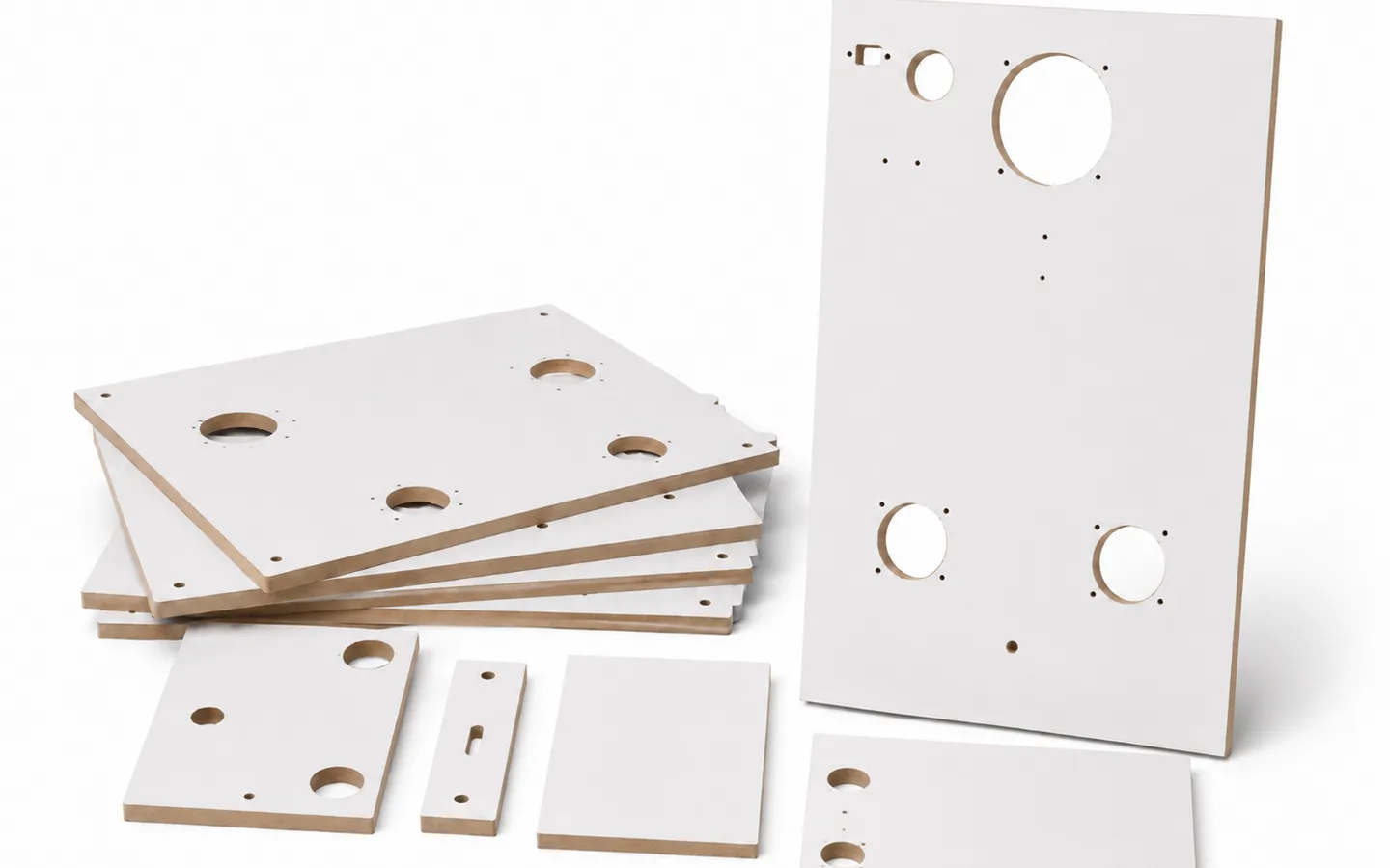 Peças da Growbox Canvas desmontadas com cortes e furações